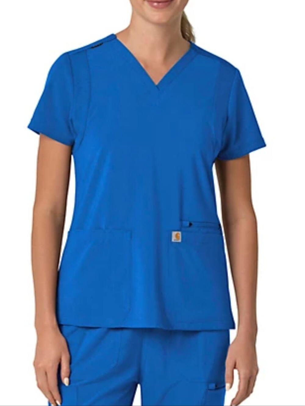 NWT Carhartt Women Force Modern Fit Medical Scrub Top Blue XXL flex panel vneck